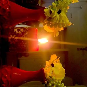 Amazing red cute flower decorations I got from this vintage shop